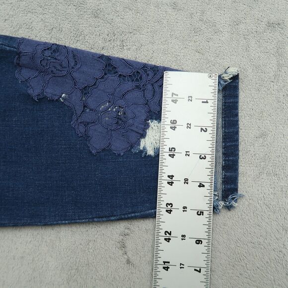 Lane Bryant Jeans Women's Size 18 Blue Mid-Rise Skinny 27" Inseam Distressed - Picture 6 of 16